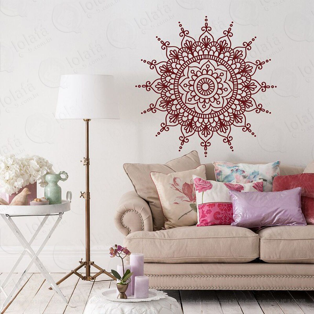 Mandala Seja Otimista Adesivo de Parede Decorativo para Casa, Quarto, Sala e Vidro Mod:634