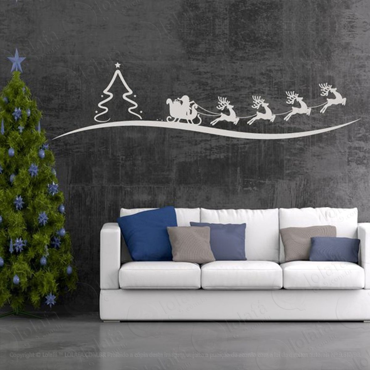 Trenó Do Noel Adesivo de Natal para Vitrine, Parede, Porta de Vidro - Decoração Natalina Mod:1