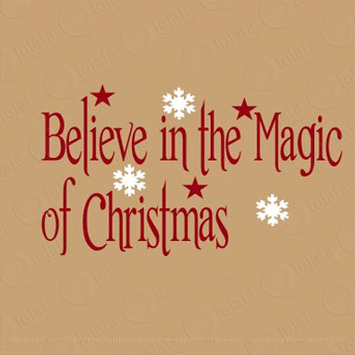 Acredite Na Magia Adesivo de Natal para Vitrine, Parede, Porta de Vidro - Decoração Natalina Mod:3