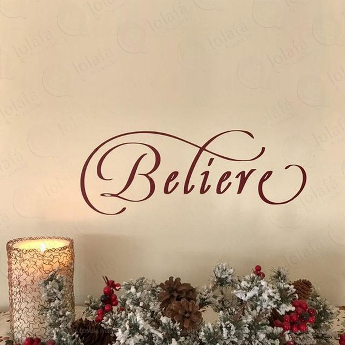 Acredite Adesivo de Natal para Vitrine, Parede, Porta de Vidro - Decoração Natalina Mod:5