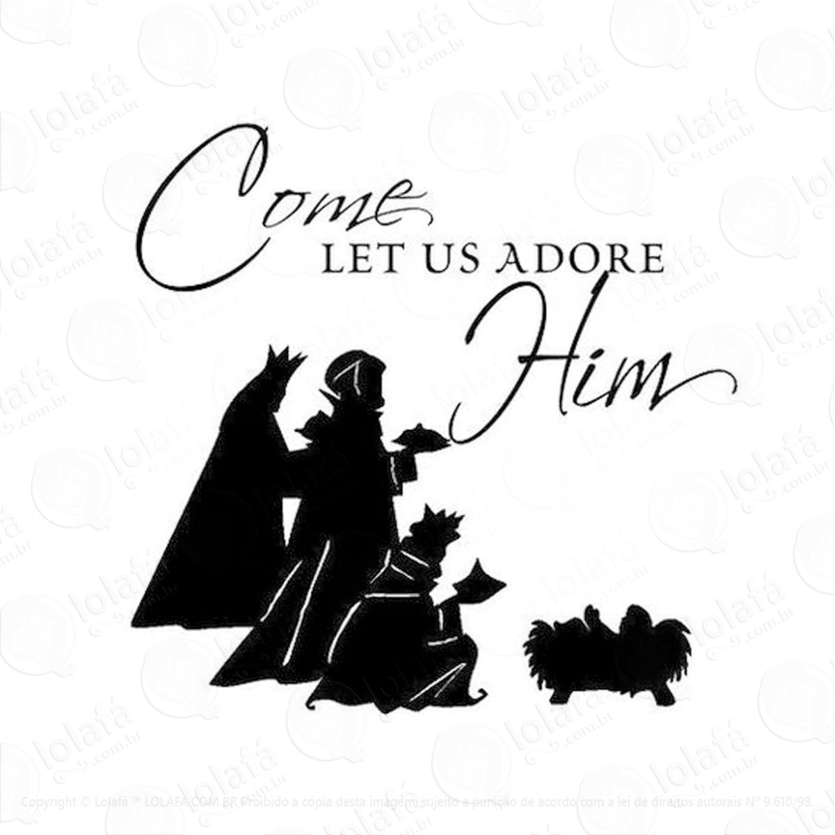 Adorando Jesus Adesivo de Natal para Vitrine, Parede, Porta de Vidro - Decoração Natalina Mod:7