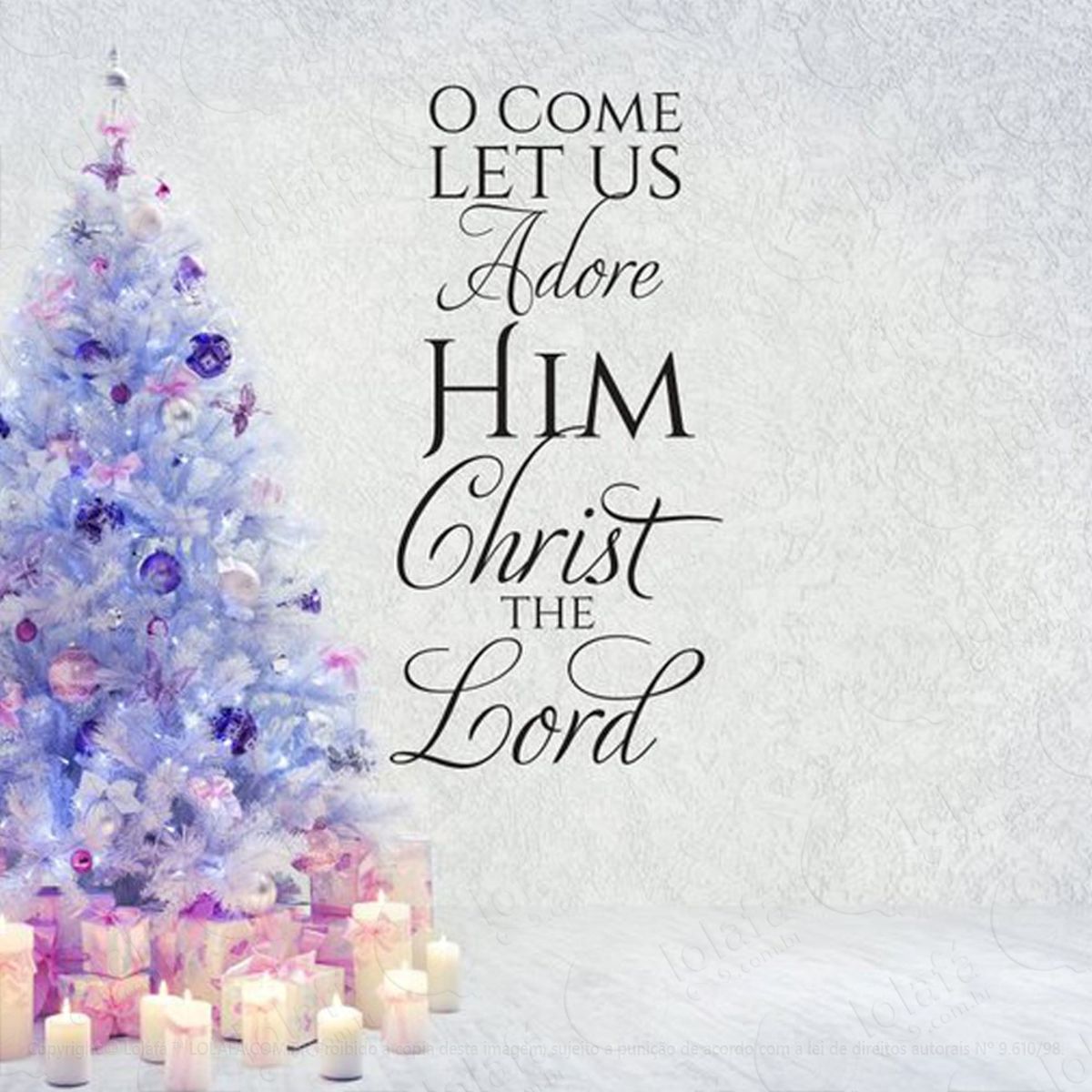 Adorando Jesus Adesivo de Natal para Vitrine, Parede, Porta de Vidro - Decoração Natalina Mod:8