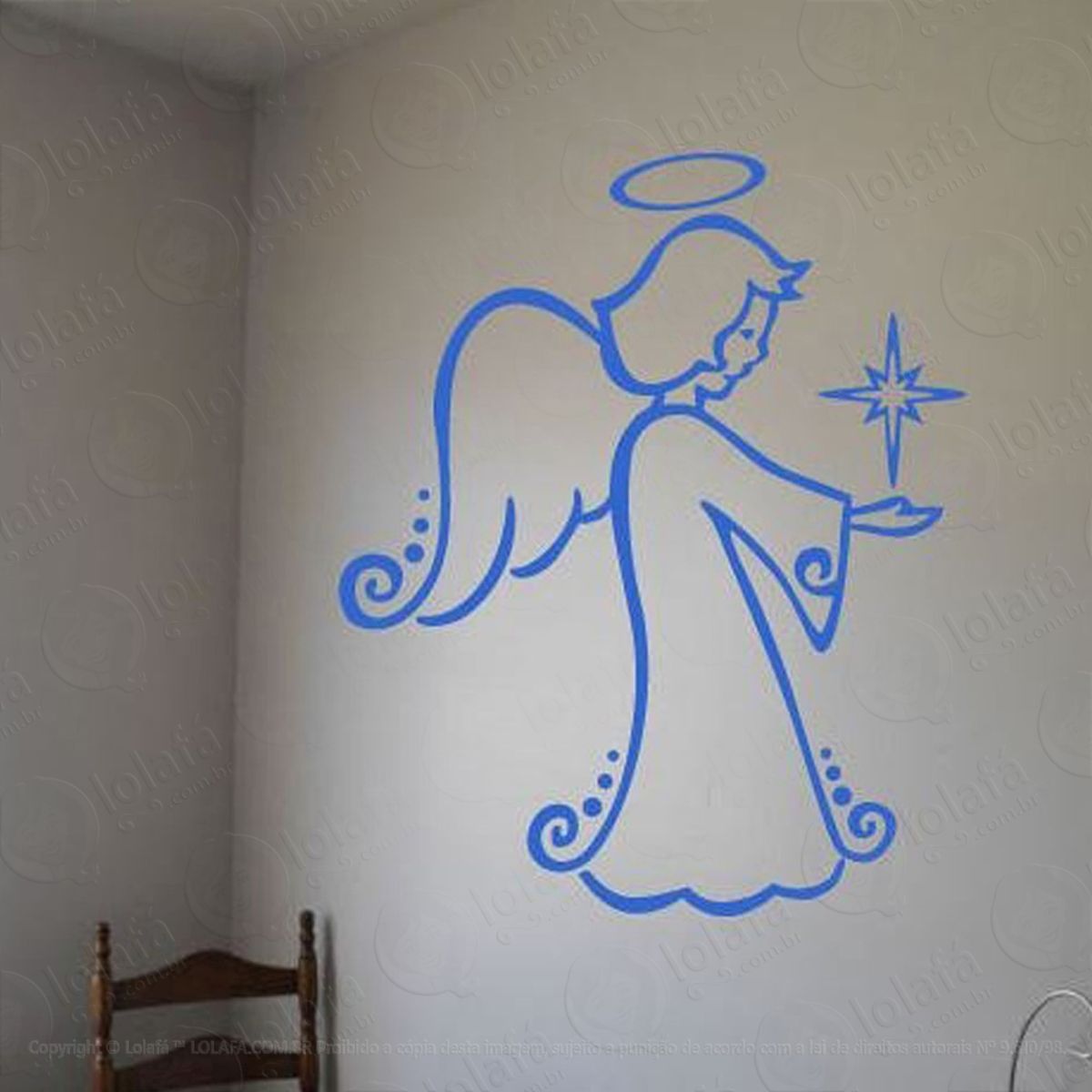 Anjo Adesivo de Natal para Vitrine, Parede, Porta de Vidro - Decoração Natalina Mod:13
