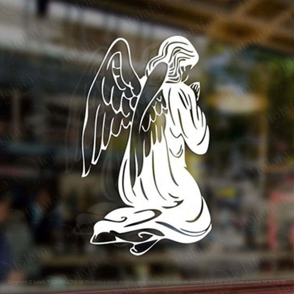 Anjo Em Oração Adesivo de Natal para Vitrine, Parede, Porta de Vidro - Decoração Natalina Mod:14