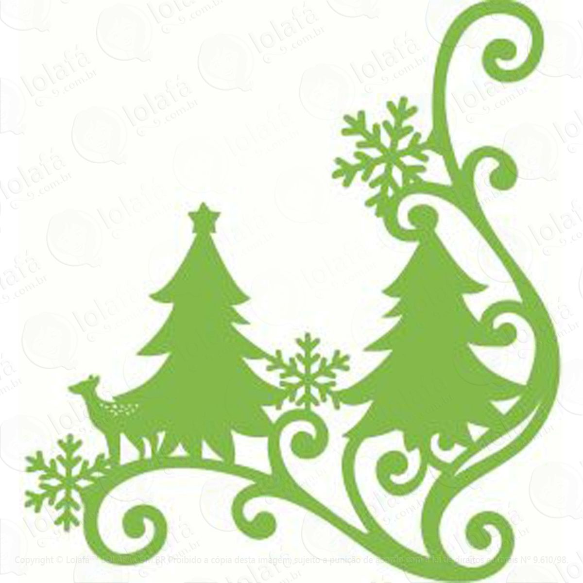 Arabesco Pinheiro Rena Adesivo de Natal para Vitrine, Parede, Porta de Vidro - Decoração Natalina Mod:15