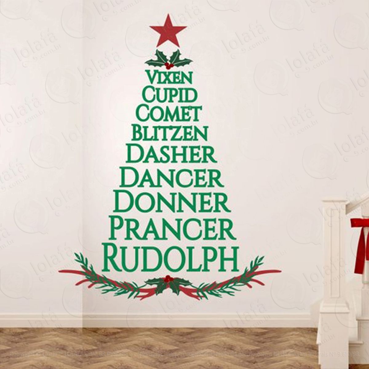 Árvore Renas E Noel Adesivo de Natal para Vitrine, Parede, Porta de Vidro - Decoração Natalina Mod:21