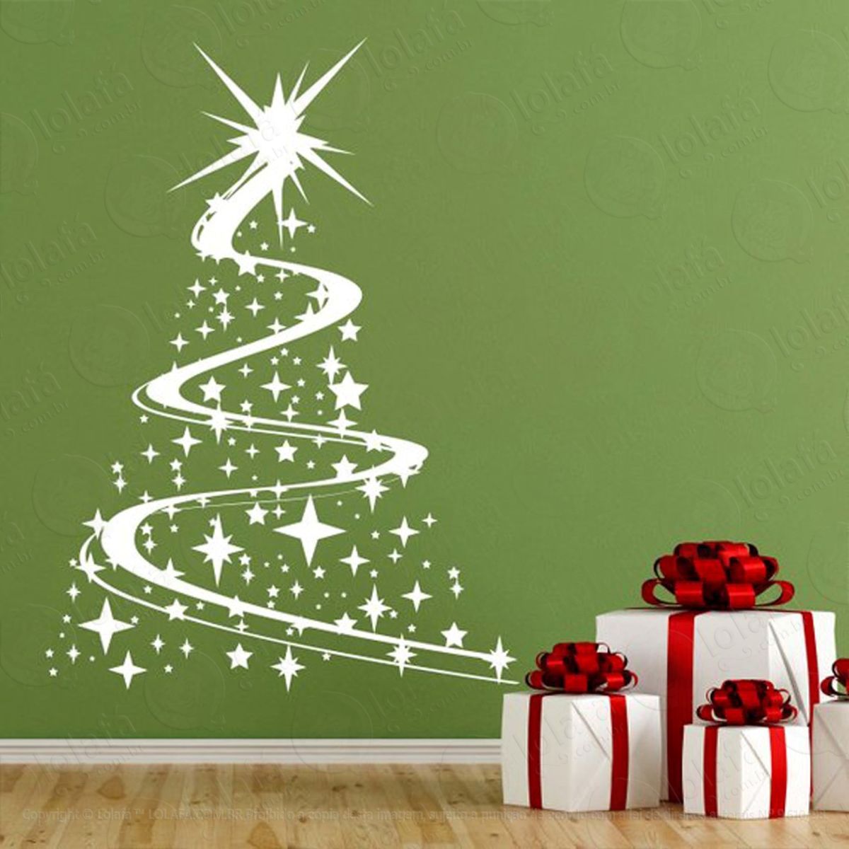 Árvore Adesivo de Natal para Vitrine, Parede, Porta de Vidro - Decoração Natalina Mod:27