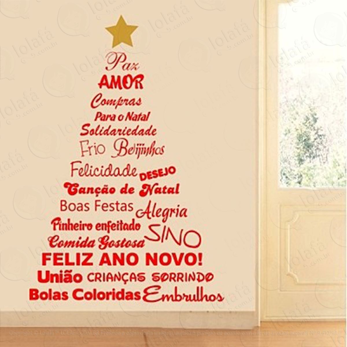 Árvore Adesivo de Natal para Vitrine, Parede, Porta de Vidro - Decoração Natalina Mod:34