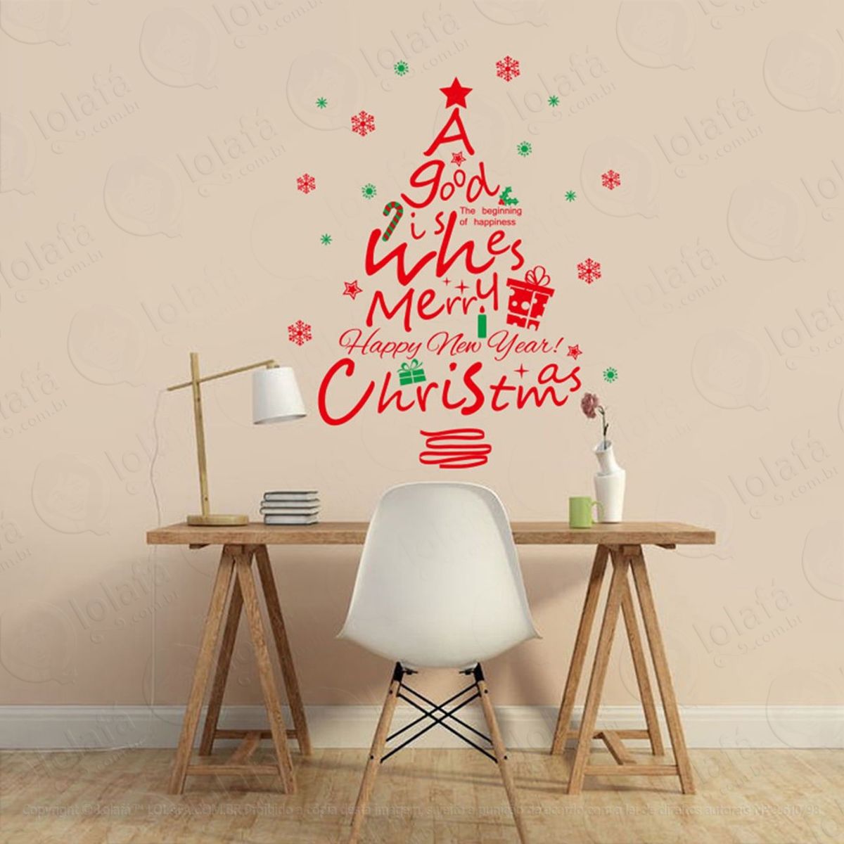 Árvore Adesivo de Natal para Vitrine, Parede, Porta de Vidro - Decoração Natalina Mod:36