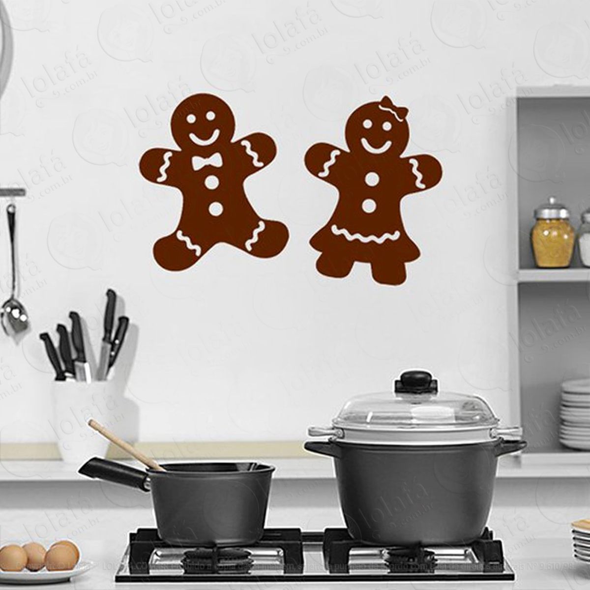 Biscoito De Gengibre Adesivo de Natal para Vitrine, Parede, Porta de Vidro - Decoração Natalina Mod:44