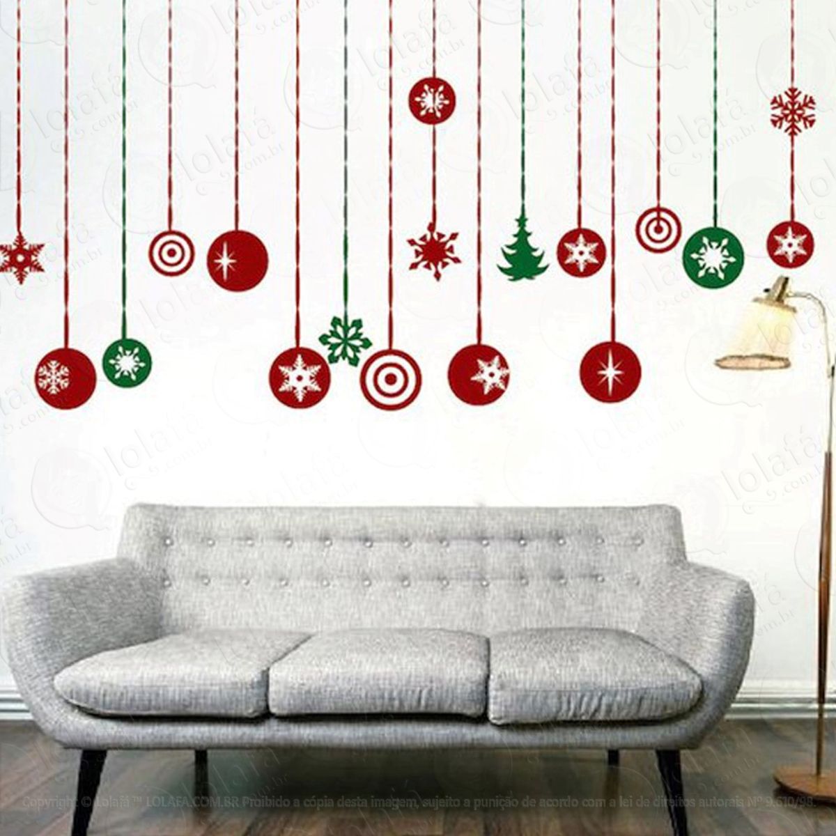 Bolas Adesivo de Natal para Vitrine, Parede, Porta de Vidro - Decoração Natalina Mod:48
