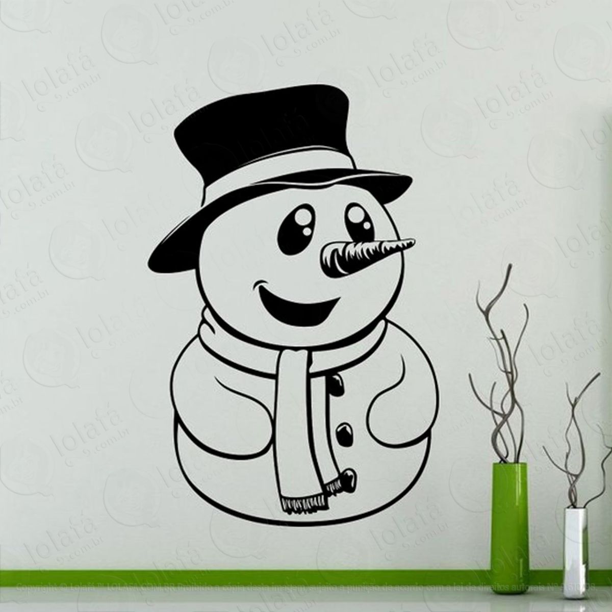 Boneco De Neve Adesivo de Natal para Vitrine, Parede, Porta de Vidro - Decoração Natalina Mod:55