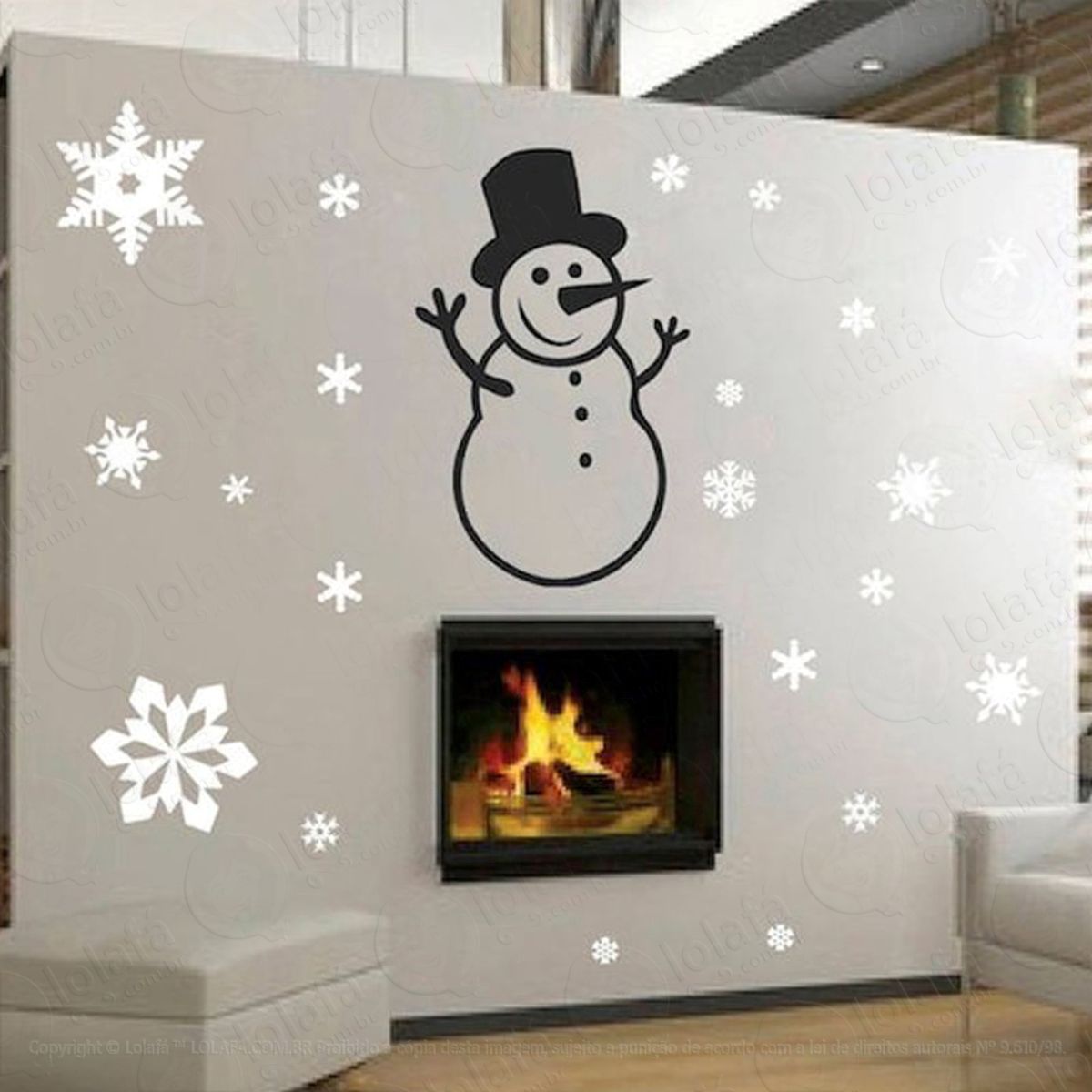 Boneco De Neve Adesivo de Natal para Vitrine, Parede, Porta de Vidro - Decoração Natalina Mod:57