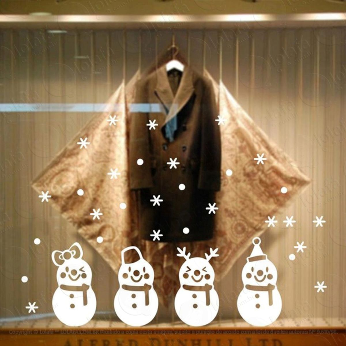 Bonequinhos De Neve Adesivo de Natal para Vitrine, Parede, Porta de Vidro - Decoração Natalina Mod:62