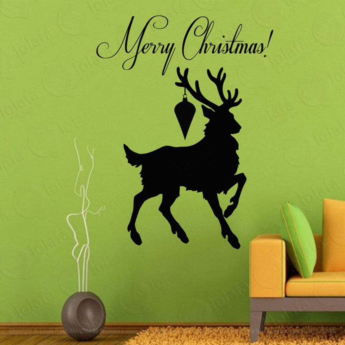 Cervos Adesivo de Natal para Vitrine, Parede, Porta de Vidro - Decoração Natalina Mod:69