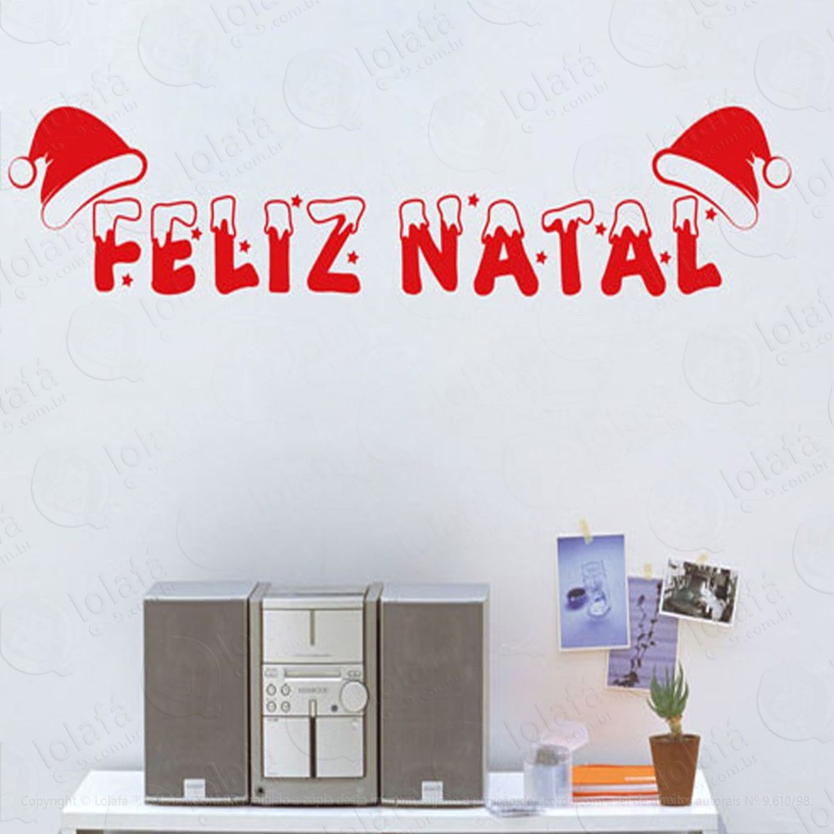 Chapéu Noel Adesivo de Natal para Vitrine, Parede, Porta de Vidro - Decoração Natalina Mod:70