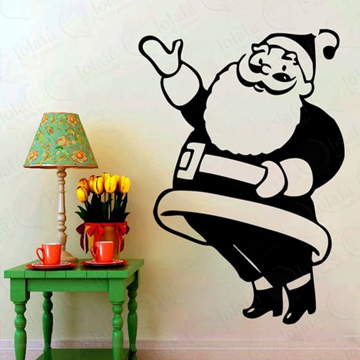 Clássico Noel Adesivo de Natal para Vitrine, Parede, Porta de Vidro - Decoração Natalina Mod:75