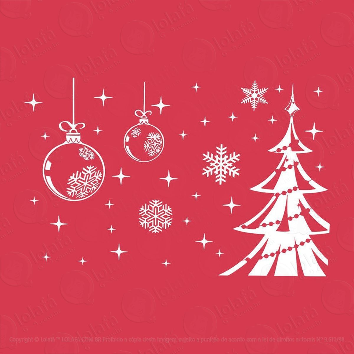 Árvore Adesivo de Natal para Vitrine, Parede, Porta de Vidro - Decoração Natalina Mod:77