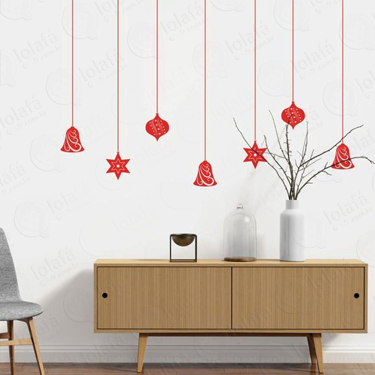 Sinos E Estrelas Adesivo de Natal para Vitrine, Parede, Porta de Vidro - Decoração Natalina Mod:79