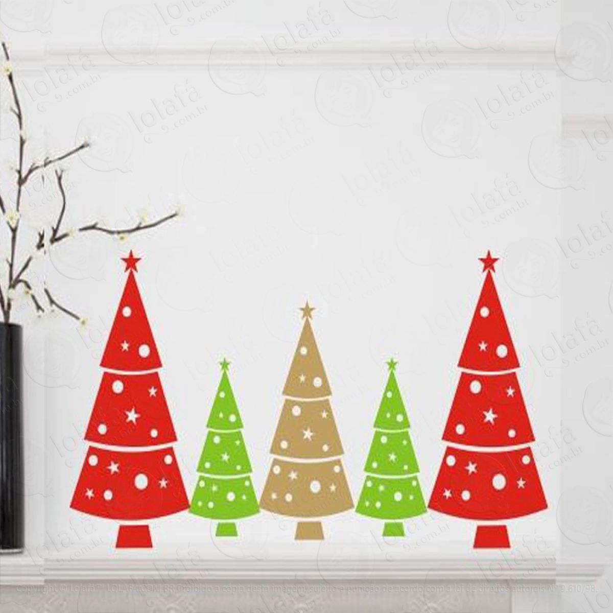 Árvore Adesivo de Natal para Vitrine, Parede, Porta de Vidro - Decoração Natalina Mod:80