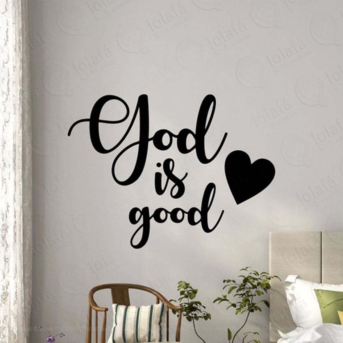 Deus É Bom Frase Adesivo de Natal para Vitrine, Parede, Porta de Vidro - Decoração Natalina Mod:83