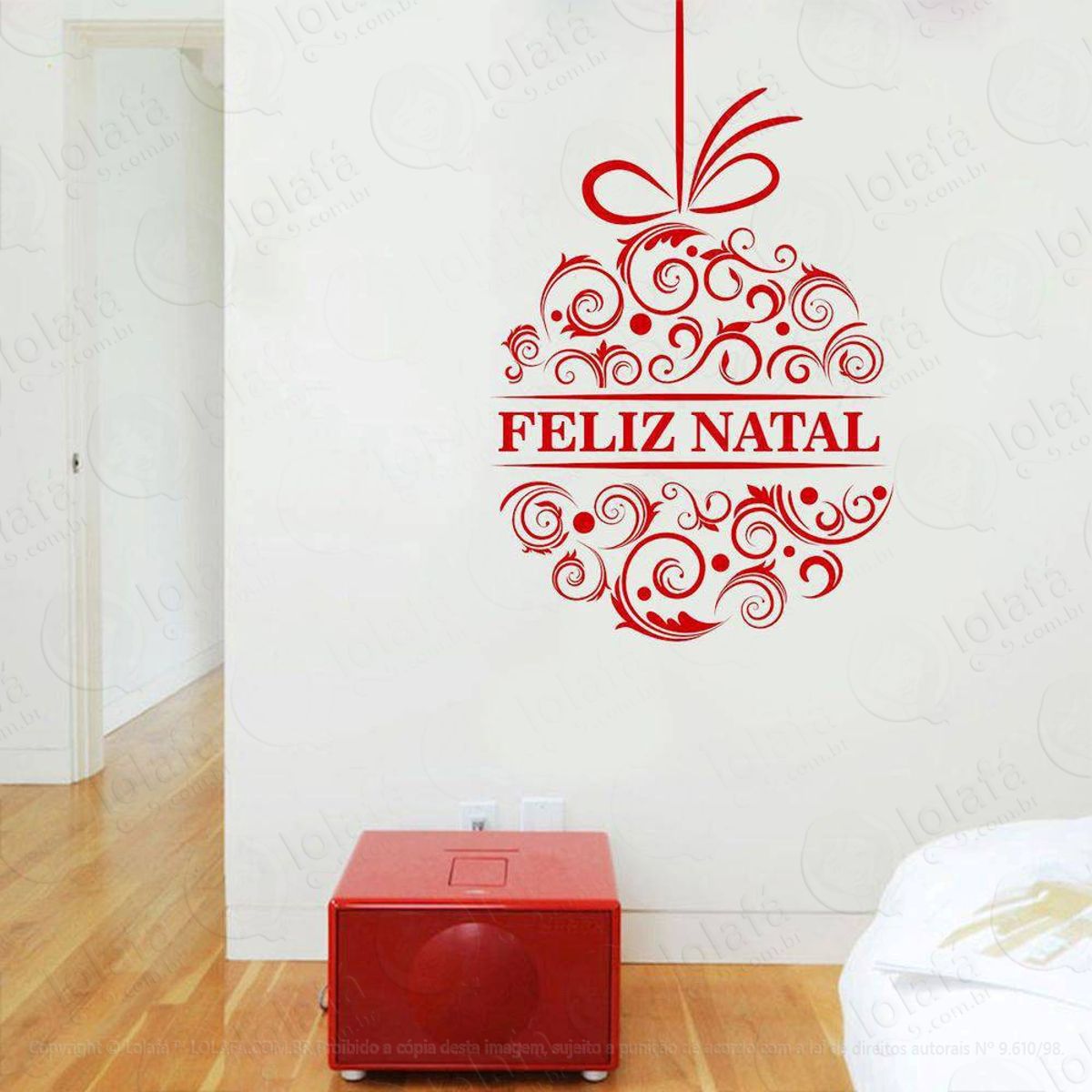 Arabesco Bola Adesivo de Natal para Vitrine, Parede, Porta de Vidro - Decoração Natalina Mod:95