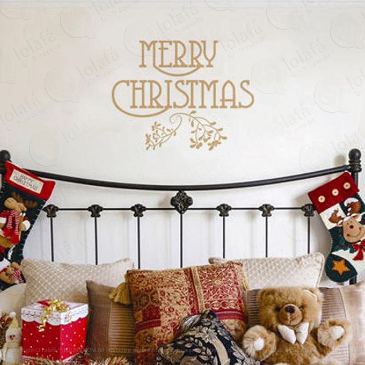 Marry Christmas Adesivo de Natal para Vitrine, Parede, Porta de Vidro - Decoração Natalina Mod:104