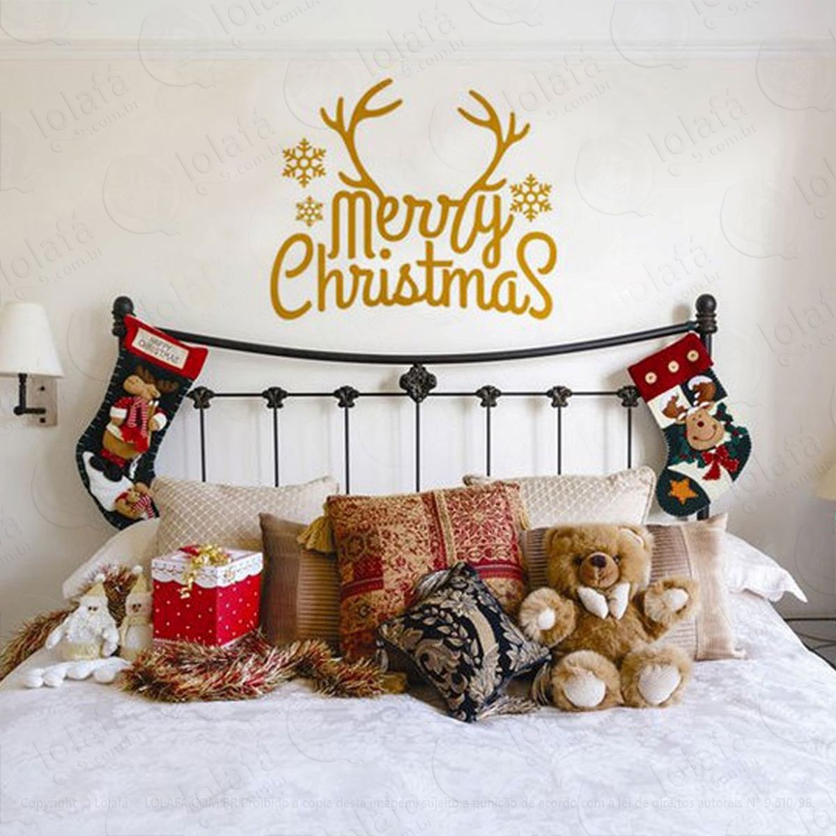 Marry Christmas Adesivo de Natal para Vitrine, Parede, Porta de Vidro - Decoração Natalina Mod:105