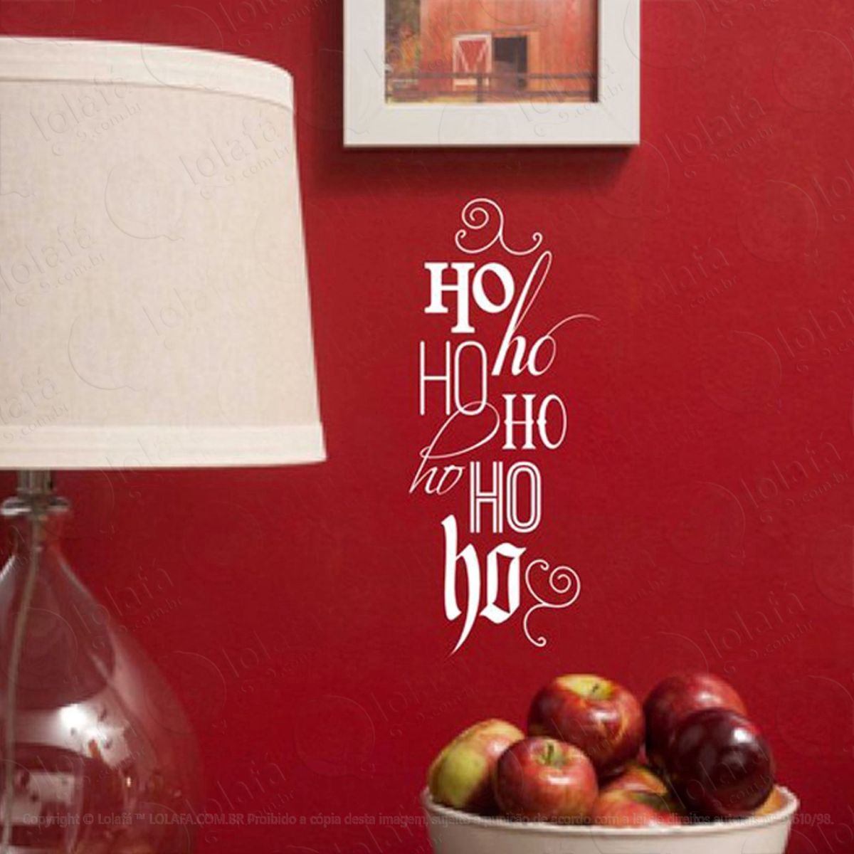 Ho Ho Ho Adesivo de Natal para Vitrine, Parede, Porta de Vidro - Decoração Natalina Mod:119