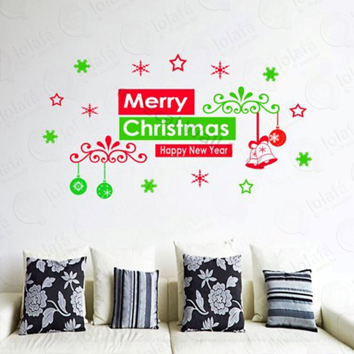 Marry Christmas Adesivo de Natal para Vitrine, Parede, Porta de Vidro - Decoração Natalina Mod:130