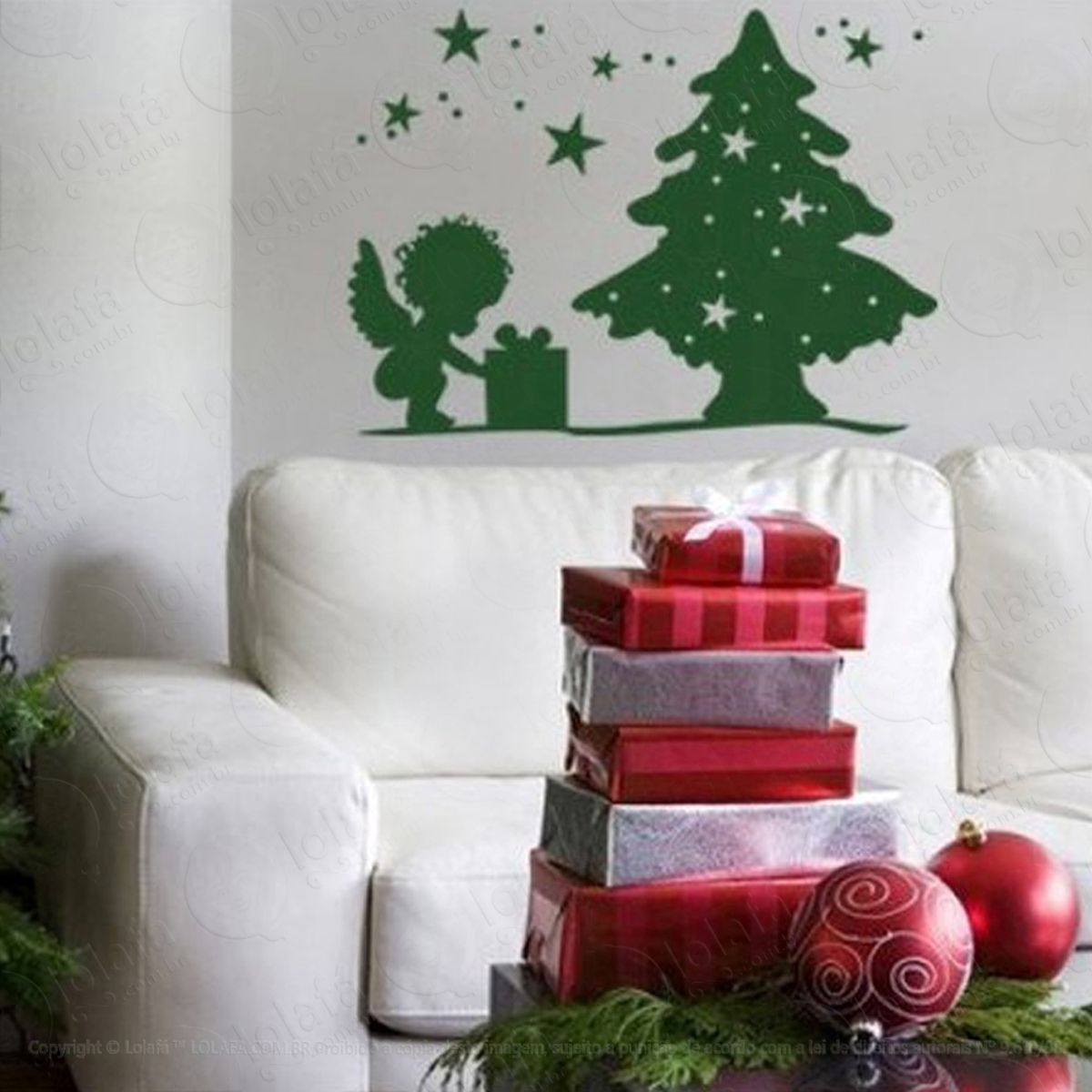 Meu Anjinho Adesivo de Natal para Vitrine, Parede, Porta de Vidro - Decoração Natalina Mod:137