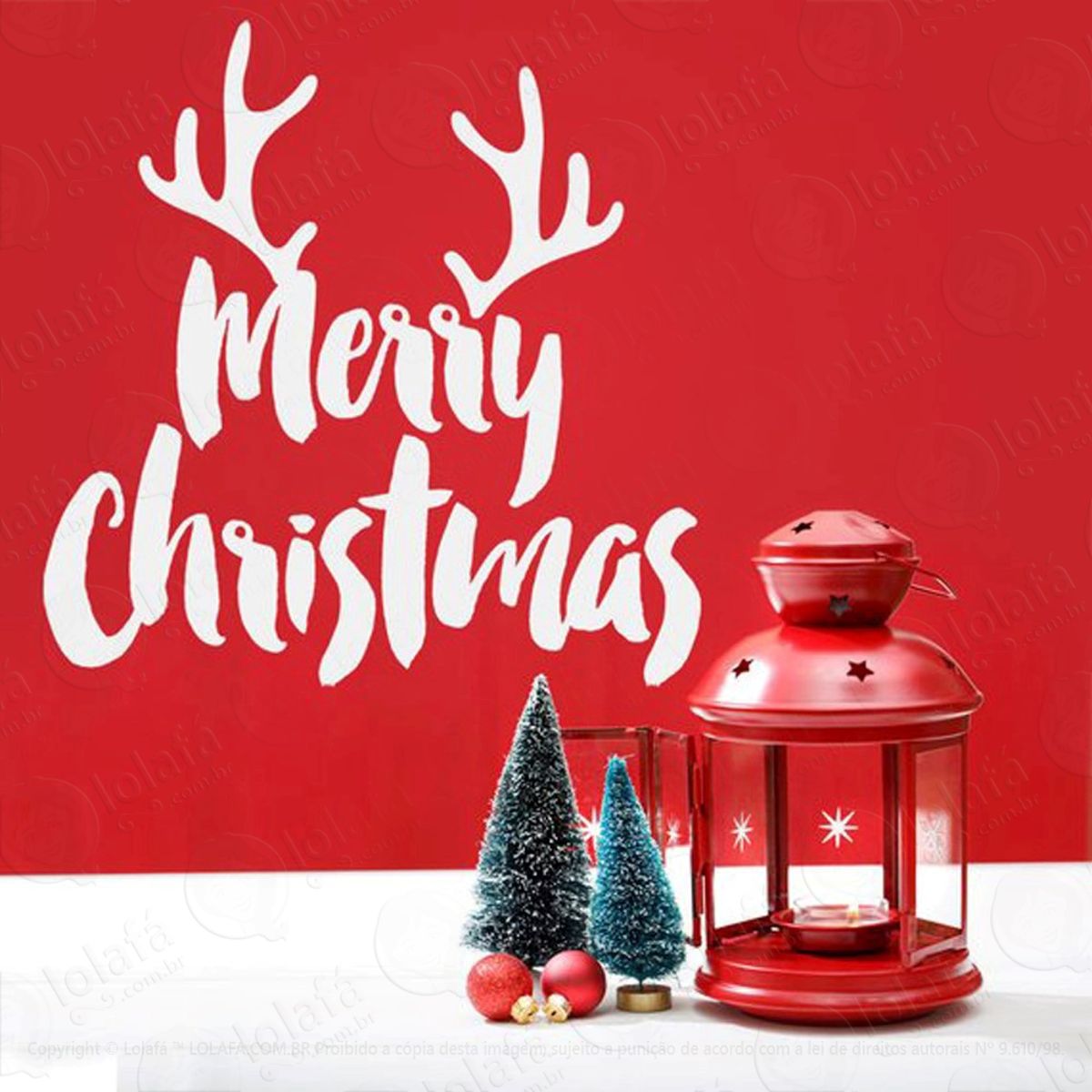 Alce Mensagem Adesivo de Natal para Vitrine, Parede, Porta de Vidro - Decoração Natalina Mod:139