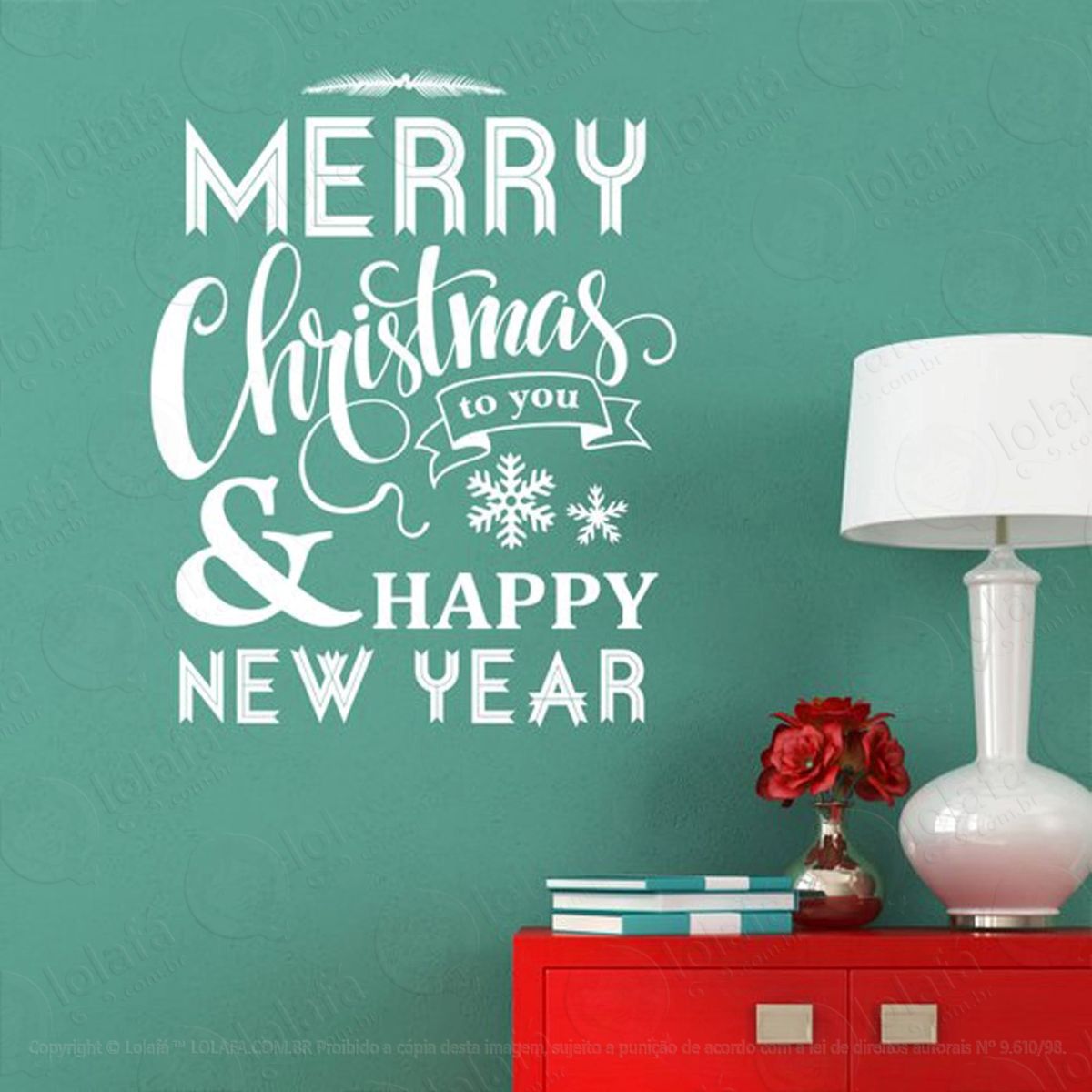 Ano Novo Feliz Adesivo de Natal para Vitrine, Parede, Porta de Vidro - Decoração Natalina Mod:149