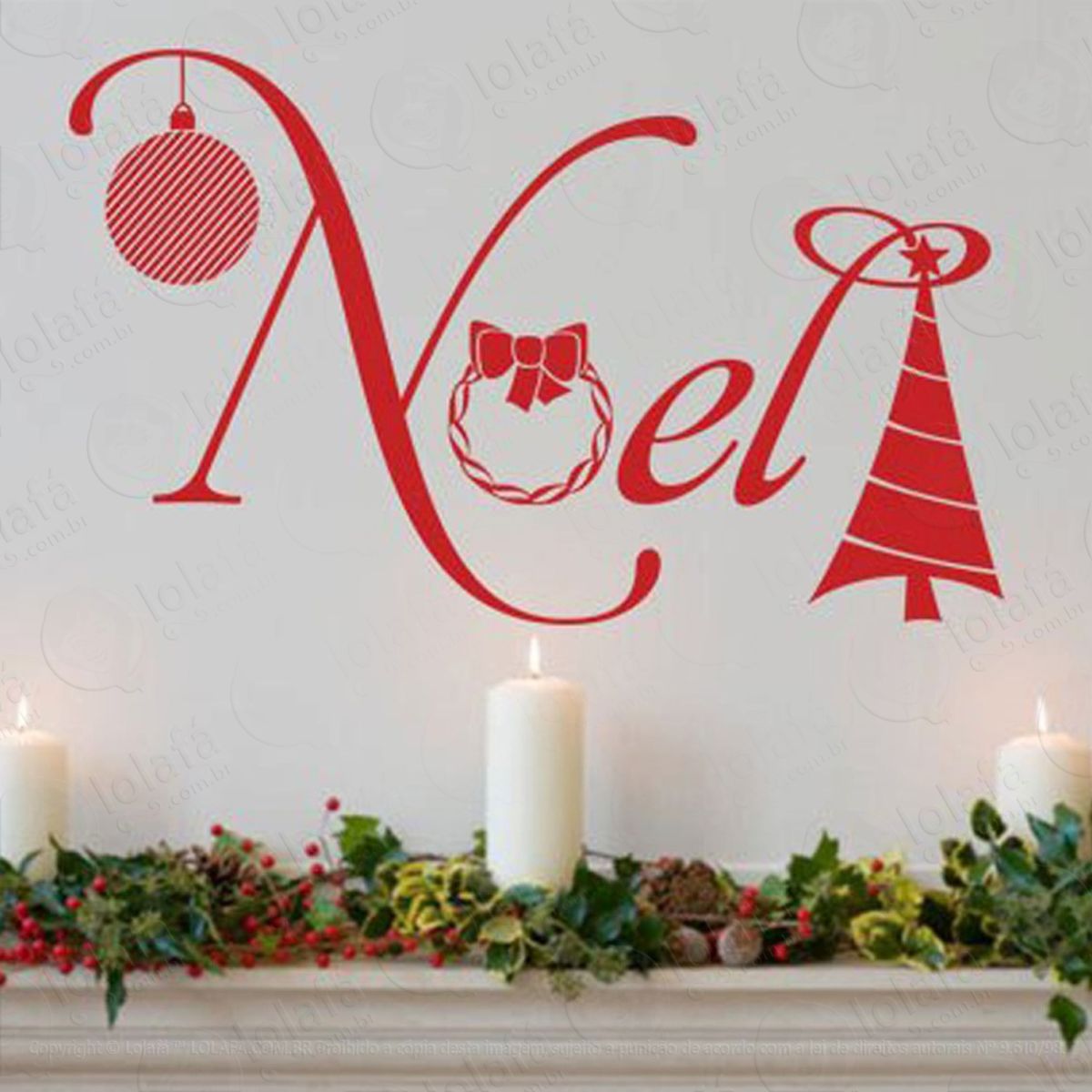 Noel Decorativo Adesivo de Natal para Vitrine, Parede, Porta de Vidro - Decoração Natalina Mod:165