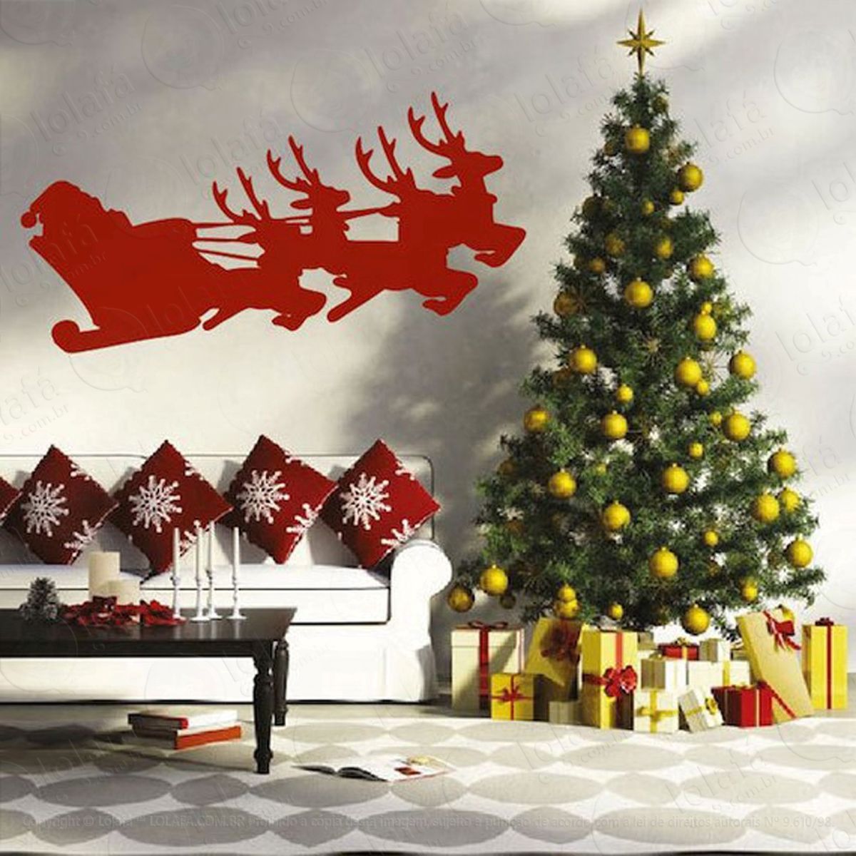 O Trenó Mágico De Noel Adesivo de Natal para Vitrine, Parede, Porta de Vidro - Decoração Natalina Mod:172