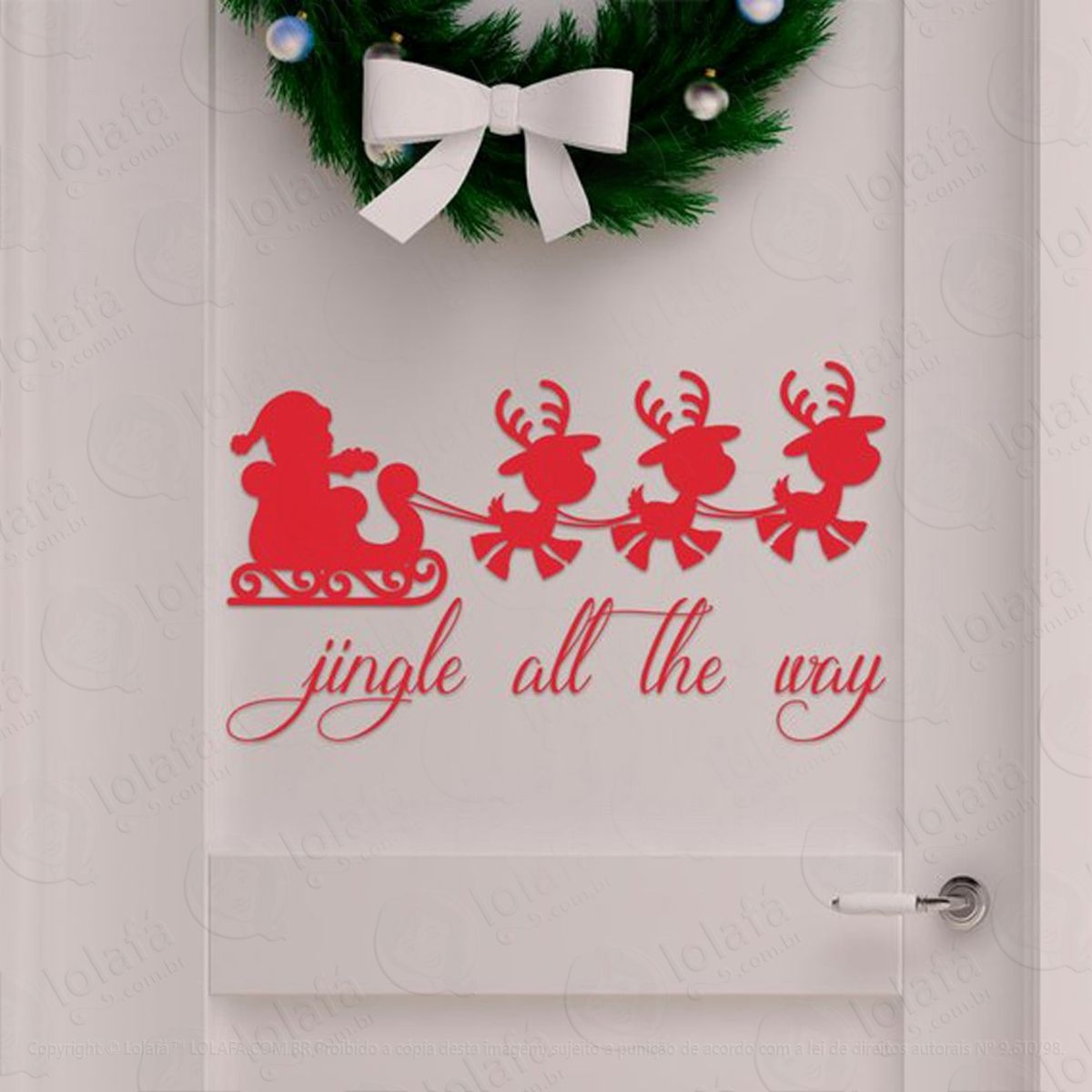 Noel Com Renas Adesivo de Natal para Vitrine, Parede, Porta de Vidro - Decoração Natalina Mod:179