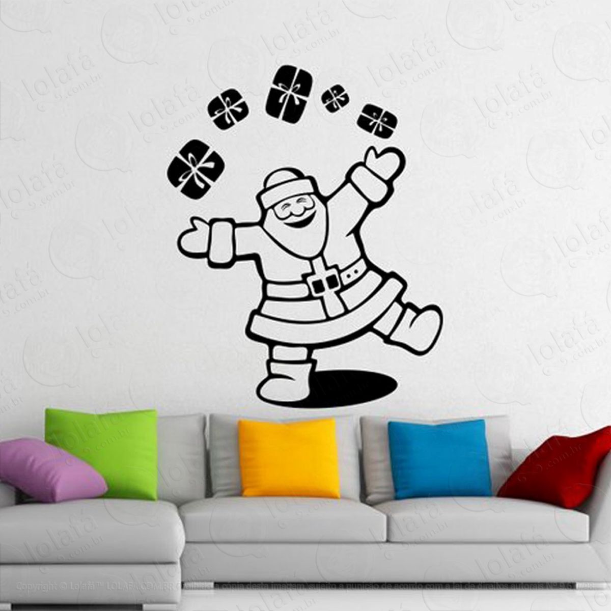 Noel Malabarista Adesivo de Natal para Vitrine, Parede, Porta de Vidro - Decoração Natalina Mod:182