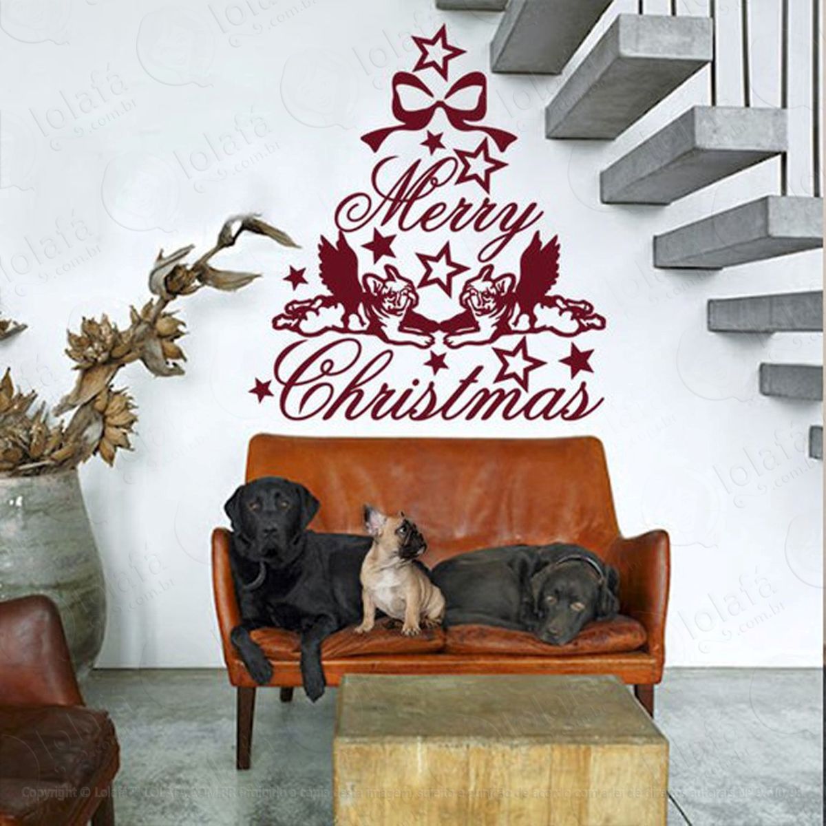 Pet Árvore Adesivo de Natal para Vitrine, Parede, Porta de Vidro - Decoração Natalina Mod:189
