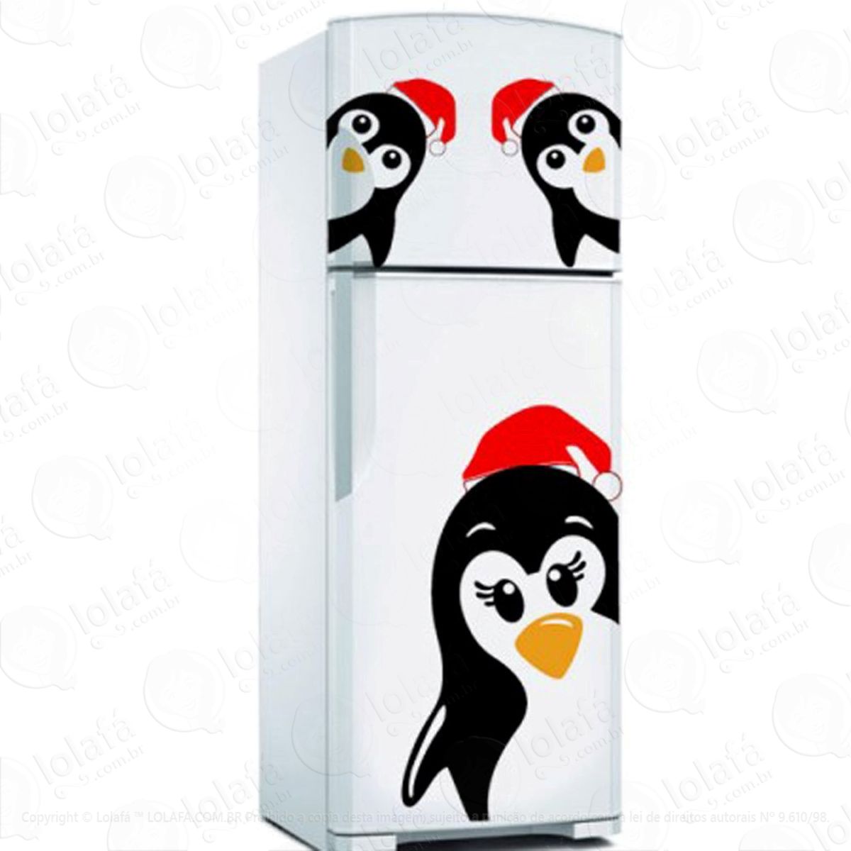 Pinguins Adesivo de Natal para Vitrine, Parede, Porta de Vidro - Decoração Natalina Mod:190