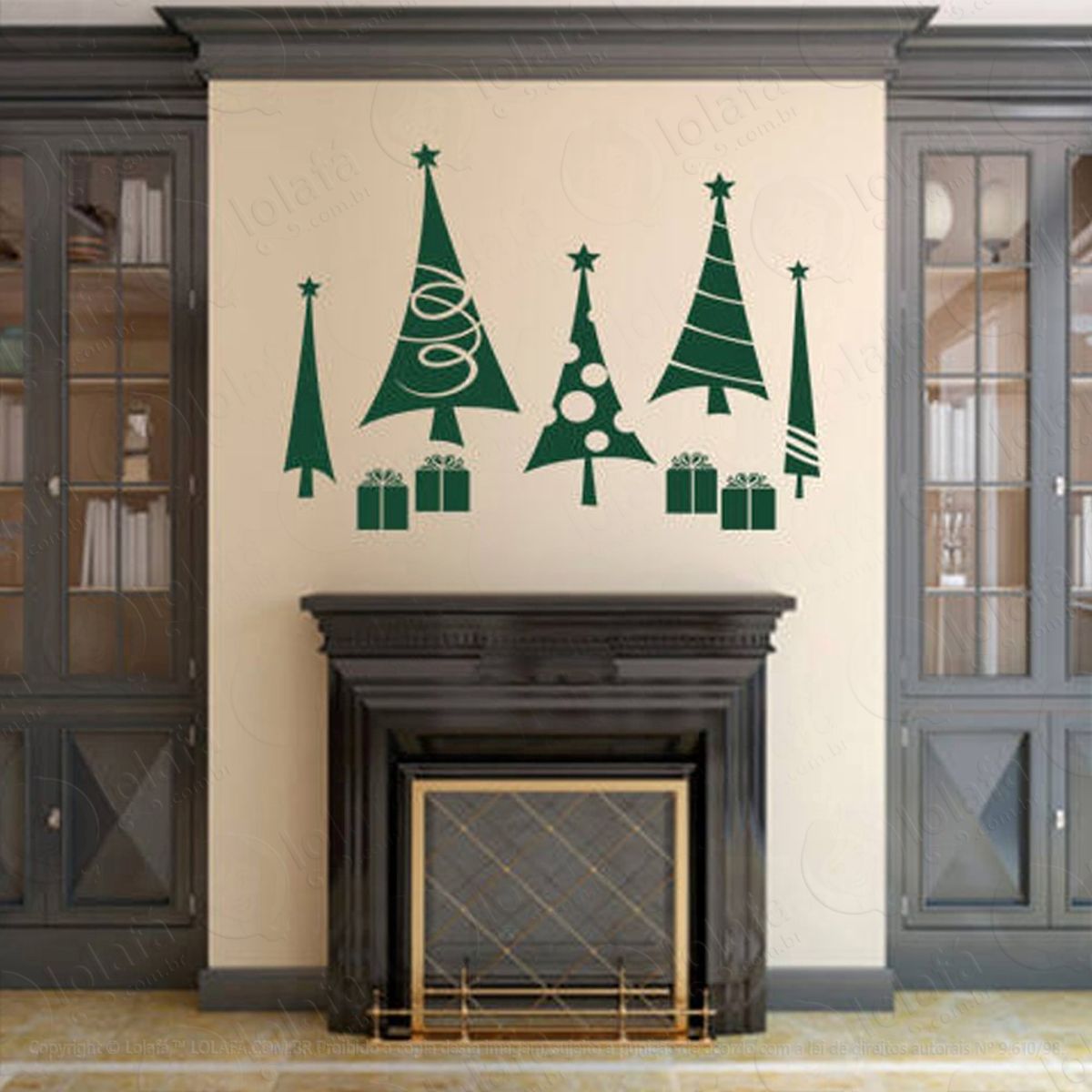 Pinheirinhos Adesivo de Natal para Vitrine, Parede, Porta de Vidro - Decoração Natalina Mod:191