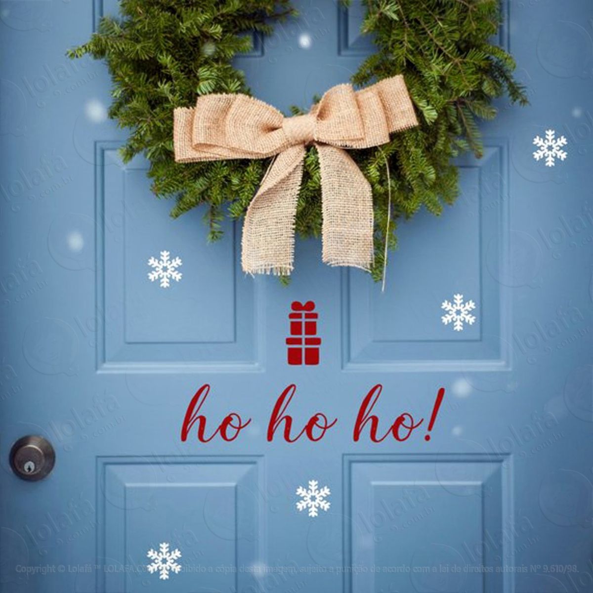 Porta Ho Ho Ho Adesivo de Natal para Vitrine, Parede, Porta de Vidro - Decoração Natalina Mod:194