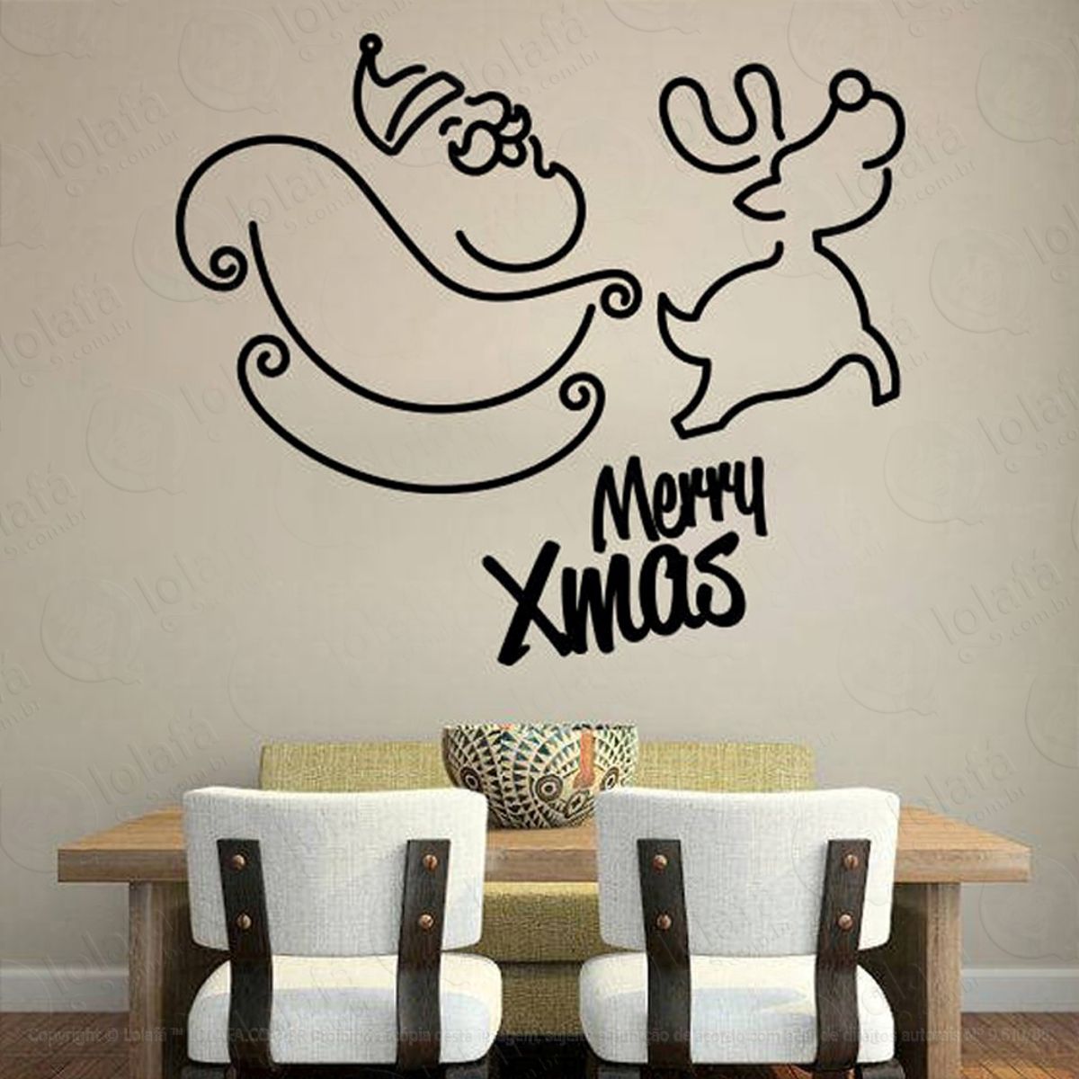 Rena E Noel Adesivo de Natal para Vitrine, Parede, Porta de Vidro - Decoração Natalina Mod:215