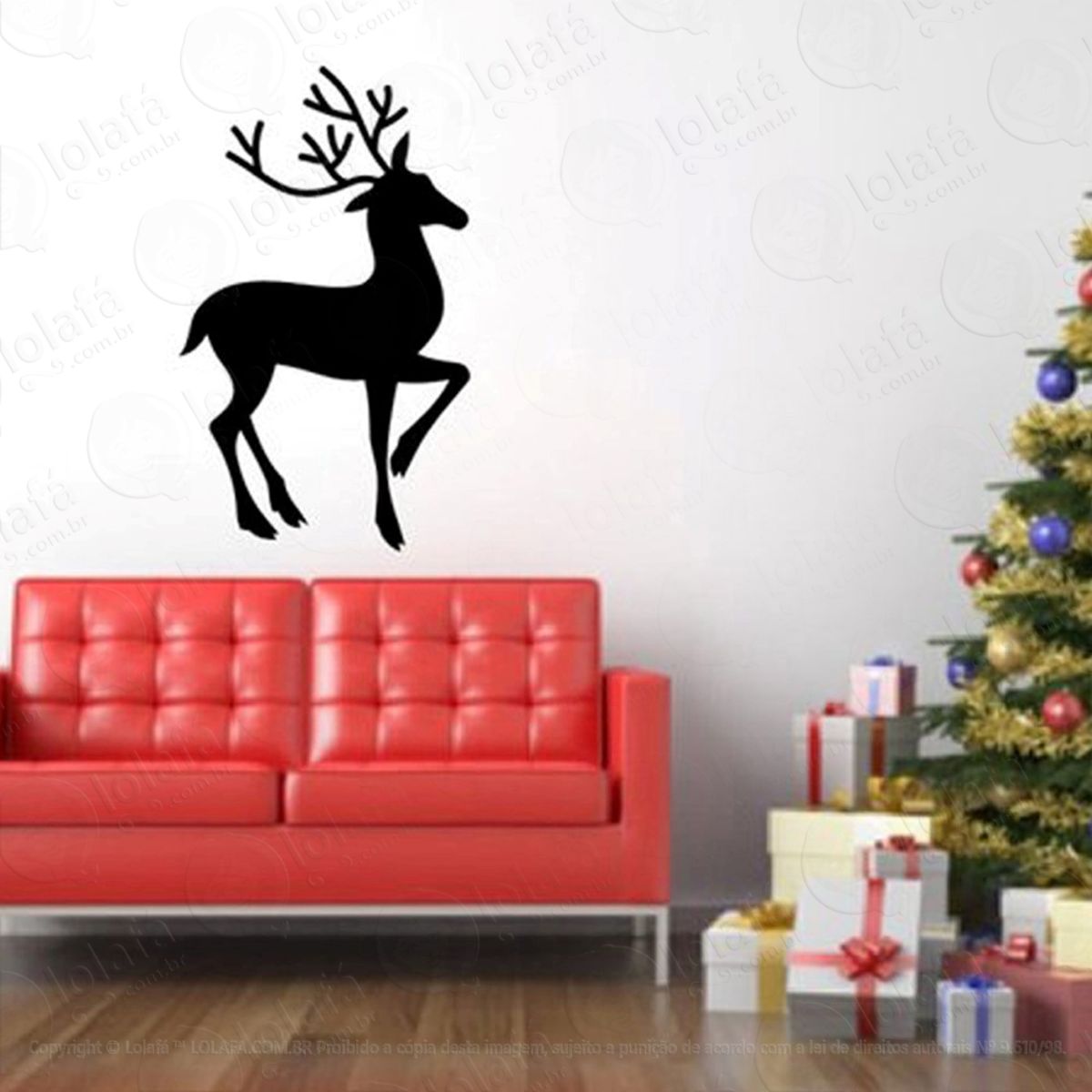 Rena Adesivo de Natal para Vitrine, Parede, Porta de Vidro - Decoração Natalina Mod:216