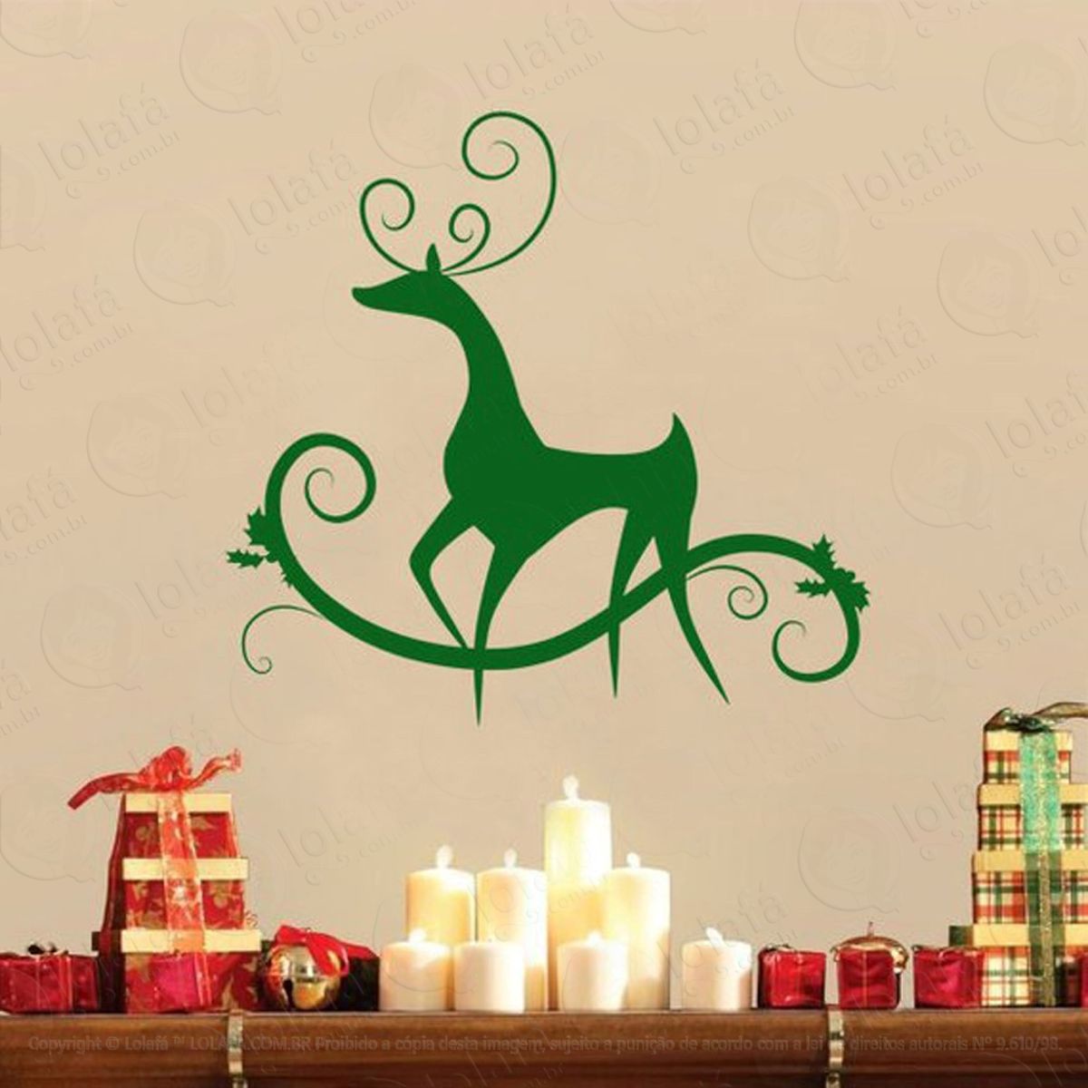 Rena Adesivo de Natal para Vitrine, Parede, Porta de Vidro - Decoração Natalina Mod:219