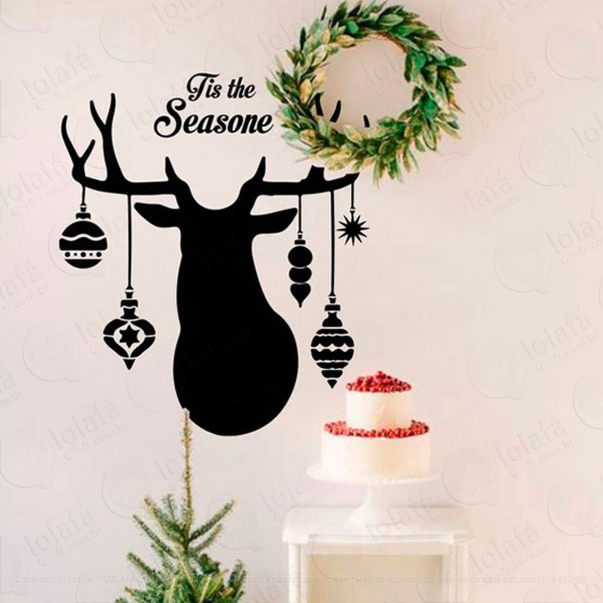 Rena Adesivo de Natal para Vitrine, Parede, Porta de Vidro - Decoração Natalina Mod:220