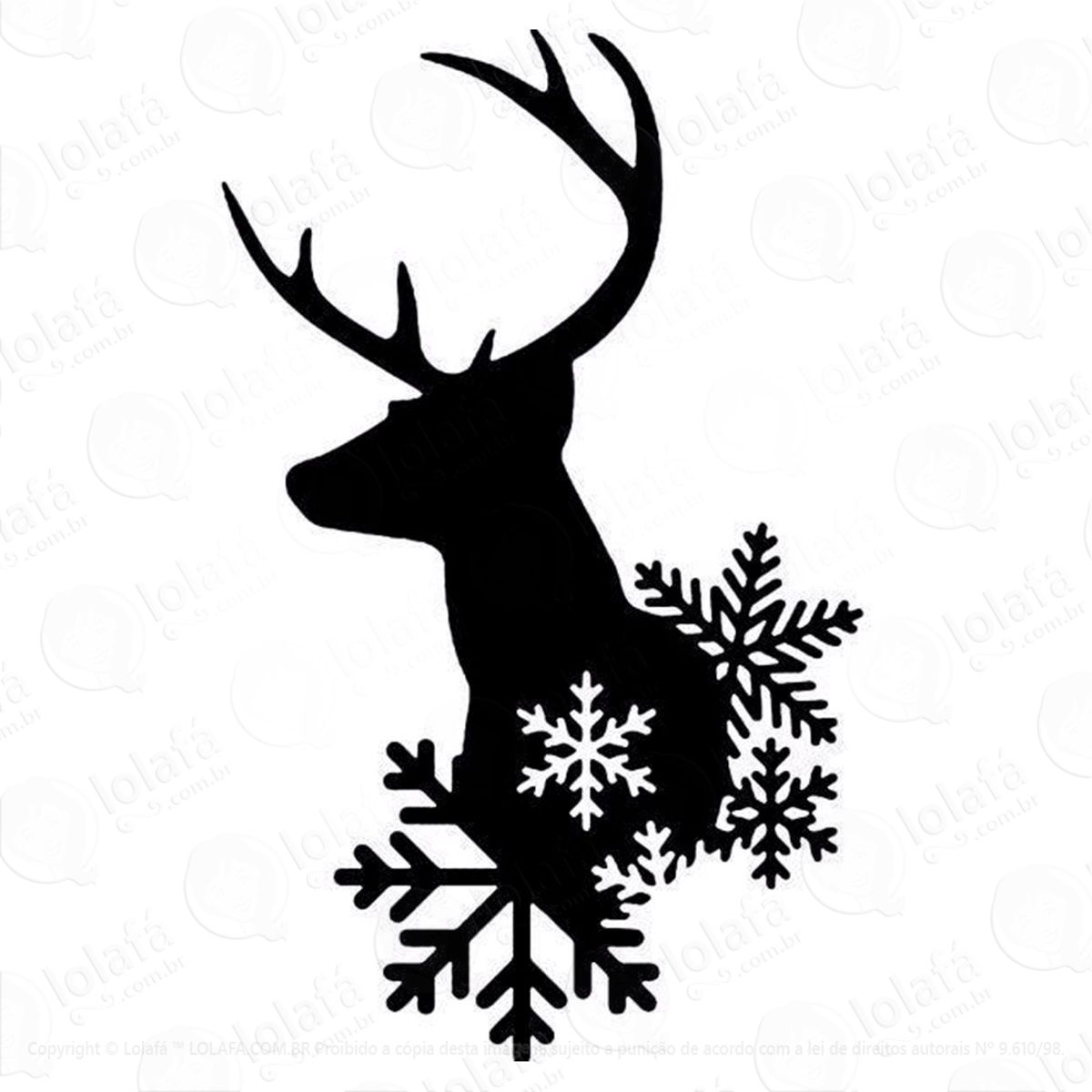Rena Adesivo de Natal para Vitrine, Parede, Porta de Vidro - Decoração Natalina Mod:223