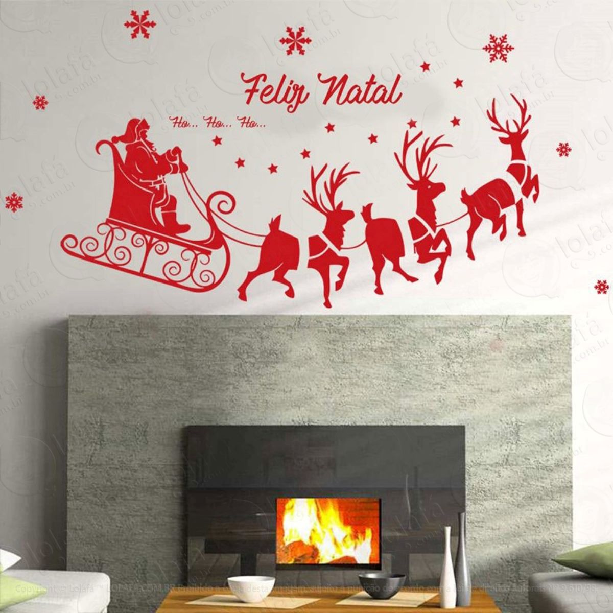 Renas E Noel Adesivo de Natal para Vitrine, Parede, Porta de Vidro - Decoração Natalina Mod:233