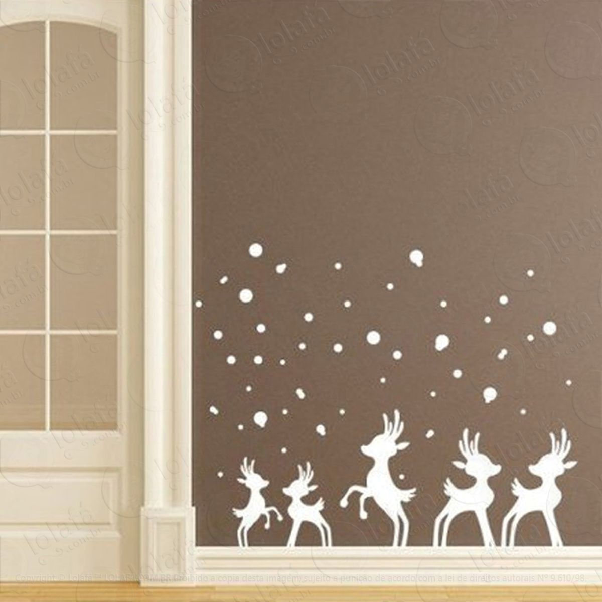 Renas Adesivo de Natal para Vitrine, Parede, Porta de Vidro - Decoração Natalina Mod:234