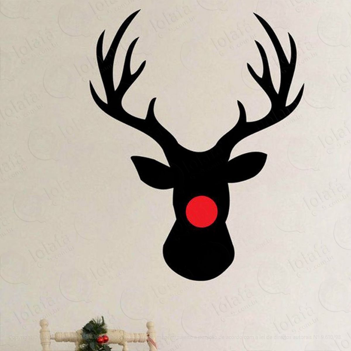 Rudolph A Rena Adesivo de Natal para Vitrine, Parede, Porta de Vidro - Decoração Natalina Mod:237