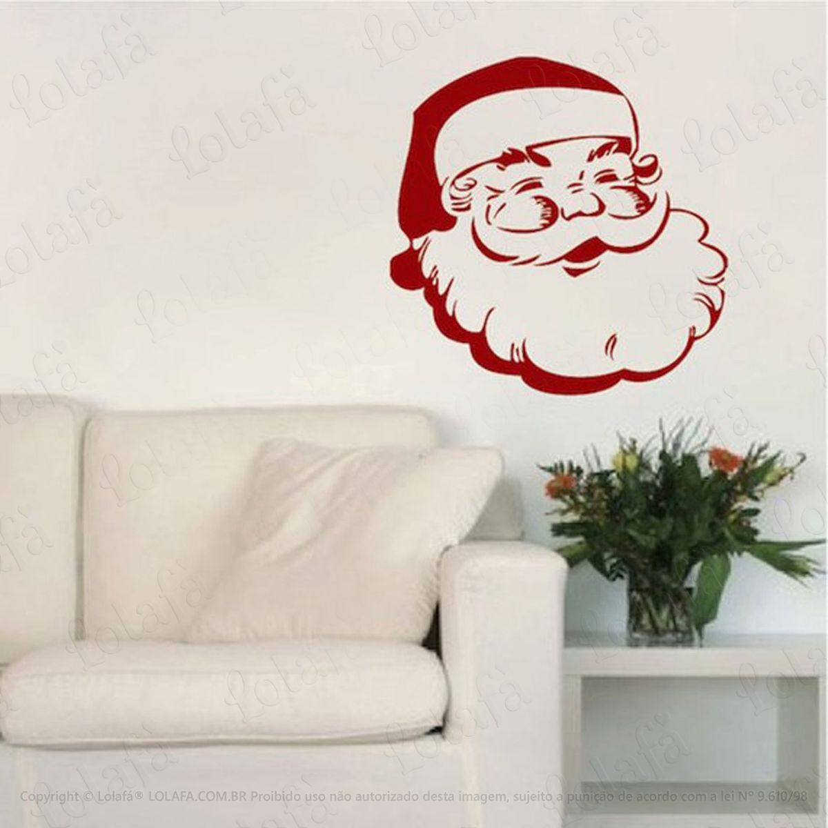 Rosto Noel Adesivo de Natal para Vitrine, Parede, Porta de Vidro - Decoração Natalina Mod:239